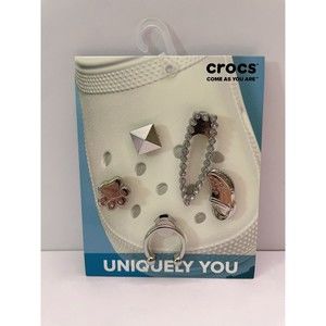 Crocs Shoes Charm 5-Pack - Elevated Silver Sport, Uniquely You Dog Paw Stud